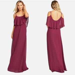 Show Me Your MuMu Women’s XL Caitlin Ruffle Maxi Dress Merlot Chiffon Bridesmaid